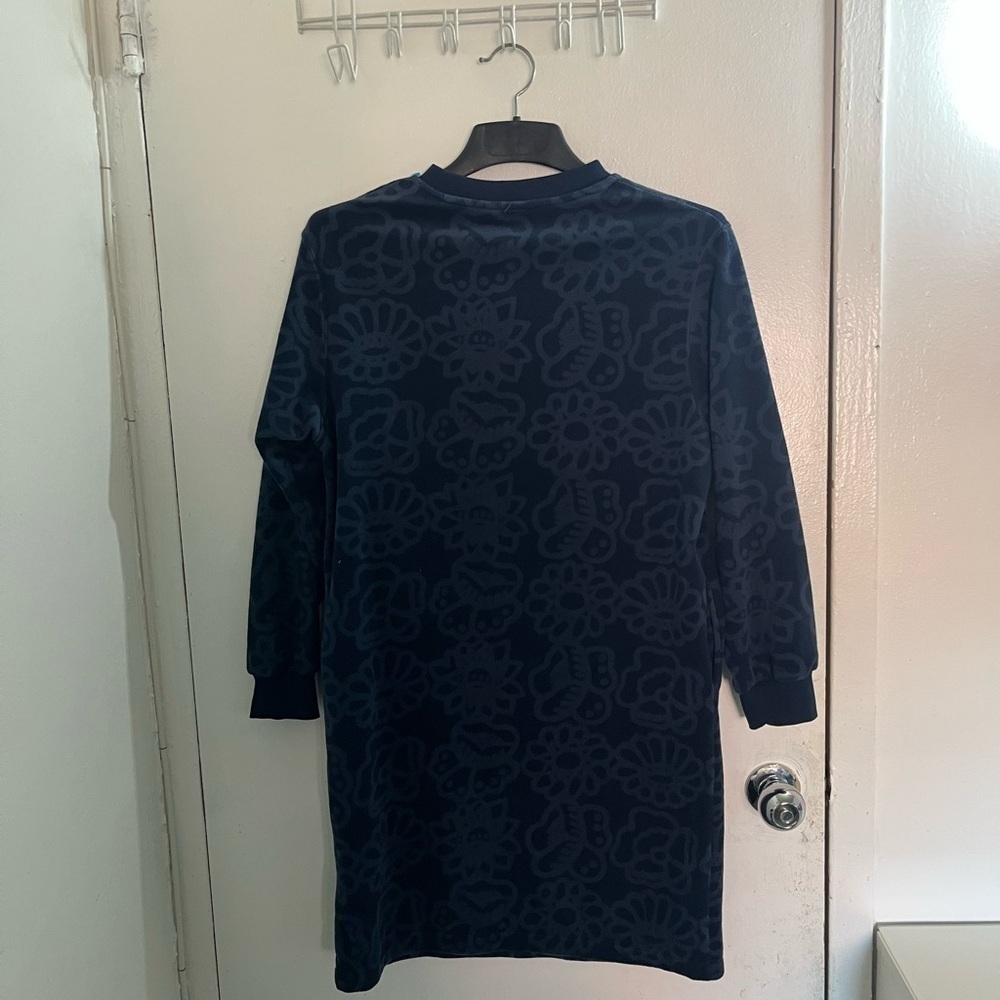 Uniqlo marimekko kids Navy Floral Pattern Long Sweatshirt Dress - Picture 2 of 6
